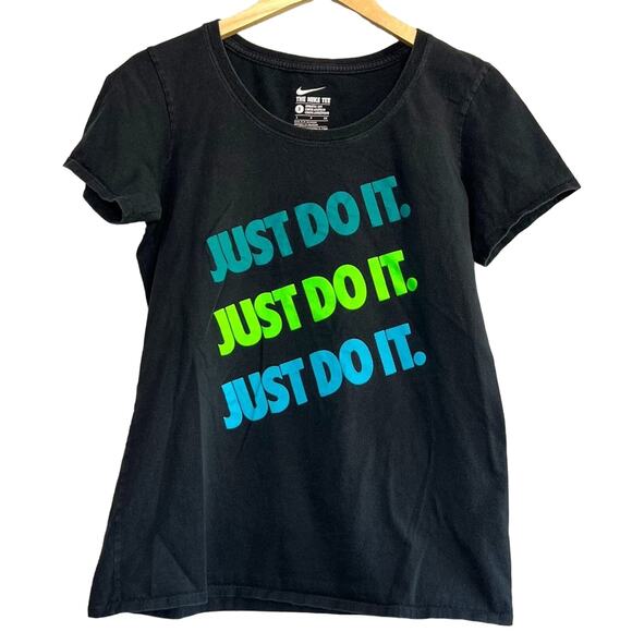Nike Just Do It Women's T-Shirt Black Small Athletic Cut Short Sleeve - Picture 1 of 5